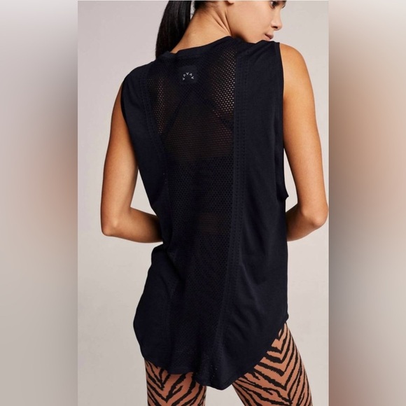 Varley Harvey Black Mesh Back Sleeveless Tank Top Athleisure S/M - Picture 1 of 10